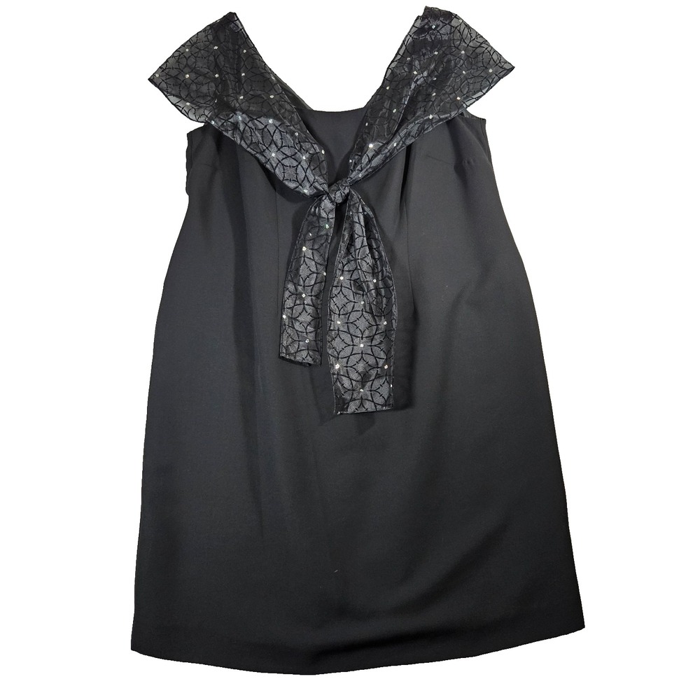S.L. Fashions Black Rhinestone‎ Scarf Elegant Evening Cocktail Dress Plus 16W